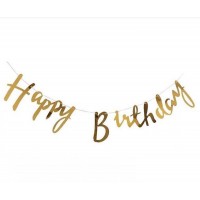 Happy Birthday Kaligrafi Yazı Altın Renk