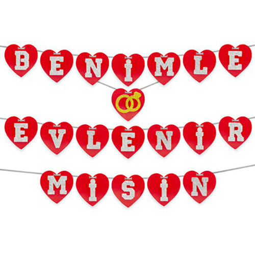 Benimle Evlenirmisin Strafor İpe Dizmeli Benimle Evlenirmisin Strafor İpe Dizmeli