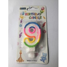 Rakam mum 9 Rengarenk 